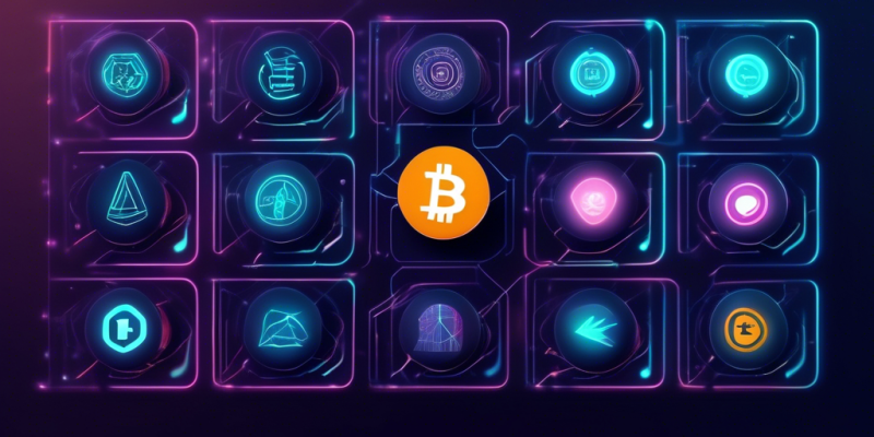 Create an image of a user-friendly, futuristic virtual interface displaying various cryptocurrency app icons. The interface should appear as if it's part of an augmented reality experience, with a tech-savvy person examining the icons. Each app icon should have distinct visual elements and include features like security ratings, usability scores, and user reviews presented in holographic forms around them. The background should be sleek and modern, symbolizing advanced technology and digital finance.