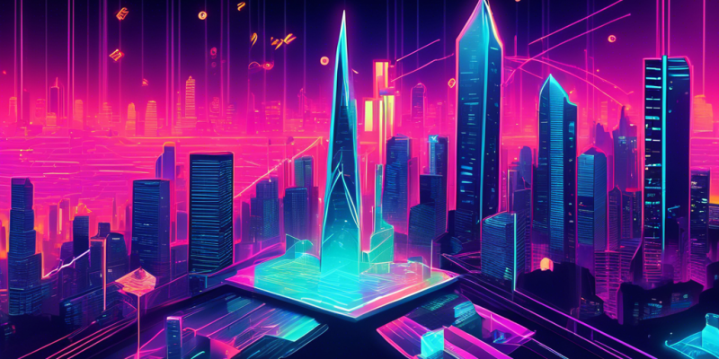 Create an image depicting the dramatic rise and fall of FTX cryptocurrency exchange. The scene should be split into two parts: the left side illustrating a bustling, futuristic city with skyscrapers made of digital currency symbols, showcasing the peak of FTX's success with vibrant colors, flashing neon lights, and holograms depicting upward-trending graphs. The right side should contrast this by showing a dystopian landscape with crumbling buildings, flickering screens displaying crashing financial charts, and a somber, overcast sky. Incorporate elements like digital assets turning into dust, symbolizing the volatility and collapse of the once-thriving crypto exchange.