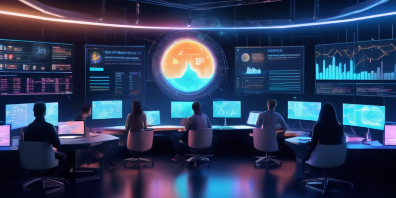 Create an image depicting a serene, futuristic trading room filled with digital screens displaying cryptocurrency charts and graphs. In the center, a diverse group of beginners are seated attentively in front of a large holographic display titled Luno Trading Guide. The environment should feel accessible and educational, with elements like digital guides or friendly virtual assistants providing help. Include subtle nods to the Luno brand, such as its logo or color scheme, to reinforce the connection to cryptocurrency trading.