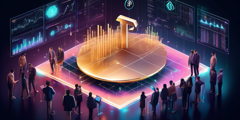 Create an image illustrating a futuristic digital landscape, with the Pi Network symbol prominently displayed as a glowing, golden hologram. In the background, a group of diverse investors are analyzing data on transparent screens, showing fluctuating graphs and cryptocurrency symbols. The scene should convey a sense of innovation and financial analysis in the evolving world of cryptocurrency.